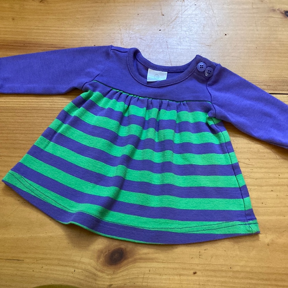 HANNA ANDERSSON 50 Purple/Green Stripe Playdress Daydress